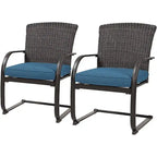 Bistro Steel Frame Outdoor Patio Dining Chair With Cushions (2-Pack) - N/A