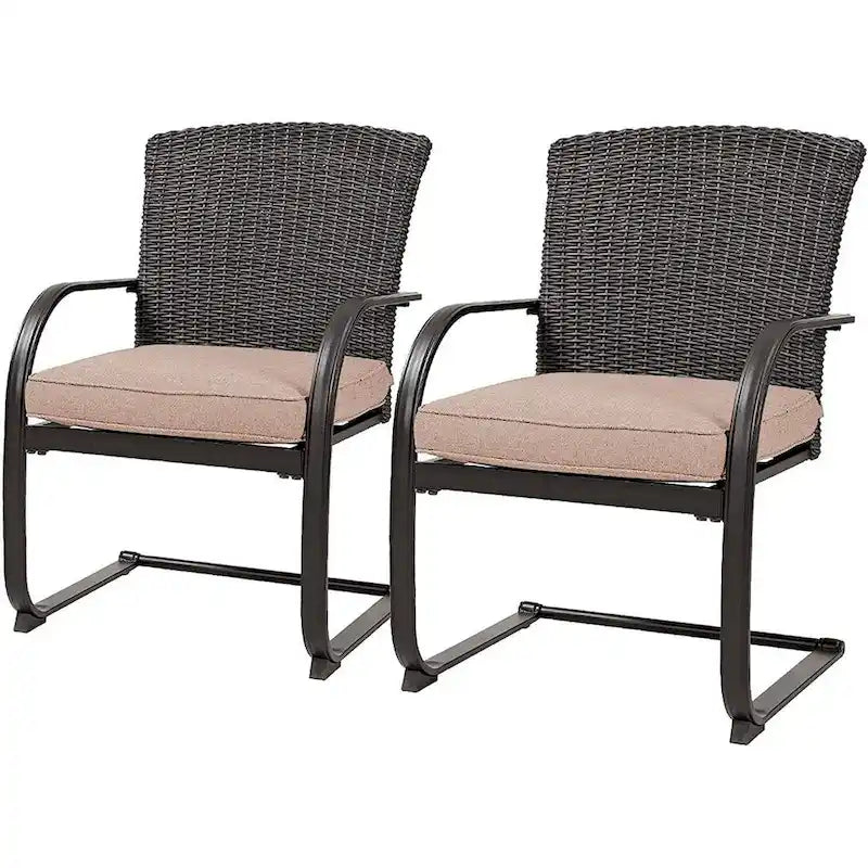 Bistro Steel Frame Outdoor Patio Dining Chair With Cushions (2-Pack) - N/A