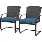 Bistro Steel Frame Outdoor Patio Dining Chair With Cushions (2-Pack) - N/A