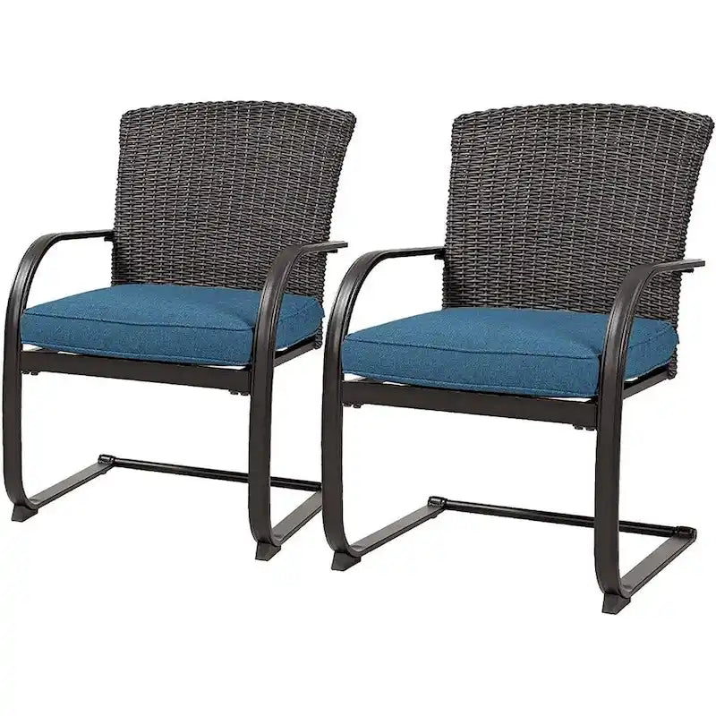 Bistro Steel Frame Outdoor Patio Dining Chair With Cushions (2-Pack) - N/A