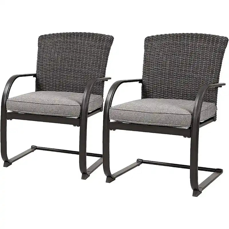 Bistro Steel Frame Outdoor Patio Dining Chair With Cushions (2-Pack) - N/A