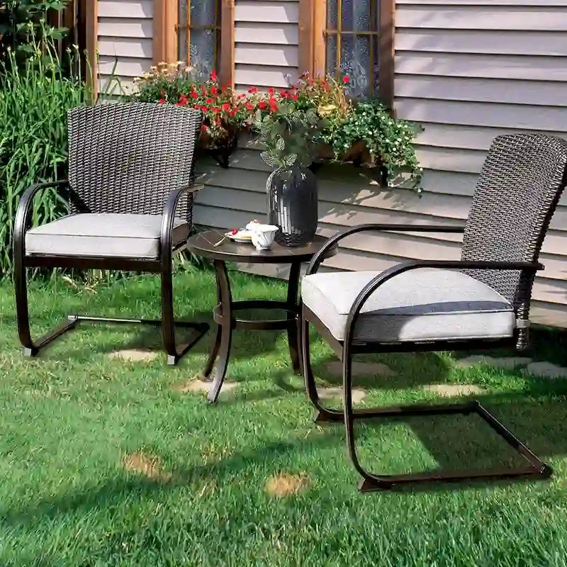 Bistro Steel Frame Outdoor Patio Dining Chair With Cushions (2-Pack) - N/A