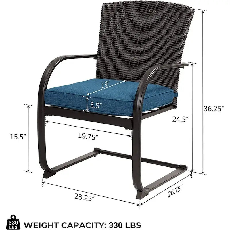 Bistro Steel Frame Outdoor Patio Dining Chair With Cushions (2-Pack) - N/A