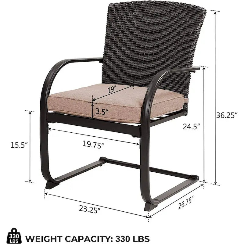 Bistro Steel Frame Outdoor Patio Dining Chair With Cushions (2-Pack) - N/A