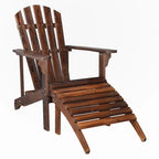 Outdoor Garden Wooden Single Chair With Footstool