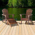 Outdoor Garden Wooden Single Chair With Footstool