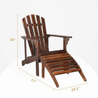 Outdoor Garden Wooden Single Chair With Footstool
