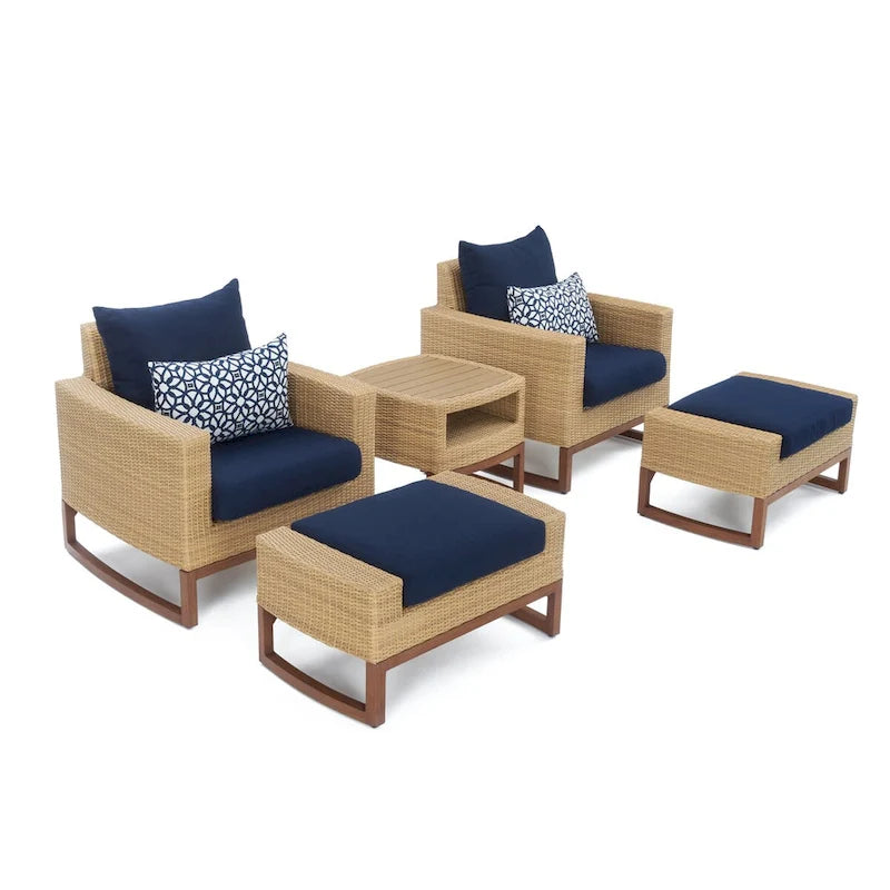 Mili 5 Piece Sunbrella Outdoor Patio Club Chair & Ottoman Set