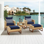 Mili 5 Piece Sunbrella Outdoor Patio Club Chair & Ottoman Set