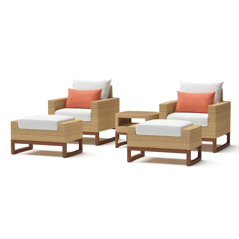 Mili 5 Piece Sunbrella Outdoor Patio Club Chair & Ottoman Set