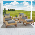 Mili 5 Piece Sunbrella Outdoor Patio Club Chair & Ottoman Set