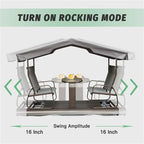 4-Seat Outdoor Glider Benches with Canopy, Aluminum Frame