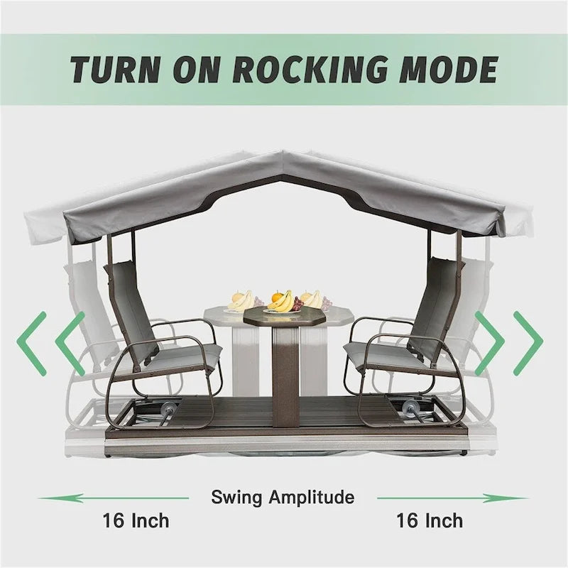 4-Seat Outdoor Glider Benches with Canopy, Aluminum Frame