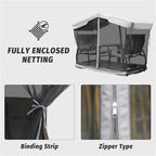 4-Seat Outdoor Glider Benches with Canopy, Aluminum Frame