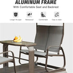4-Seat Outdoor Glider Benches with Canopy, Aluminum Frame