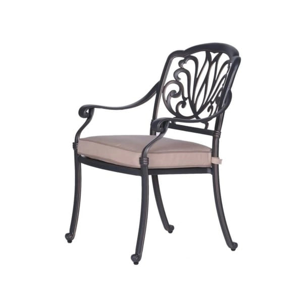 Saratoga 9-piece Gun Metal Aluminum Square Dining Set with 8 Cushioned Arm Dining Chairs