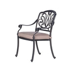 Saratoga 9-piece Gun Metal Aluminum Square Dining Set with 8 Cushioned Arm Dining Chairs