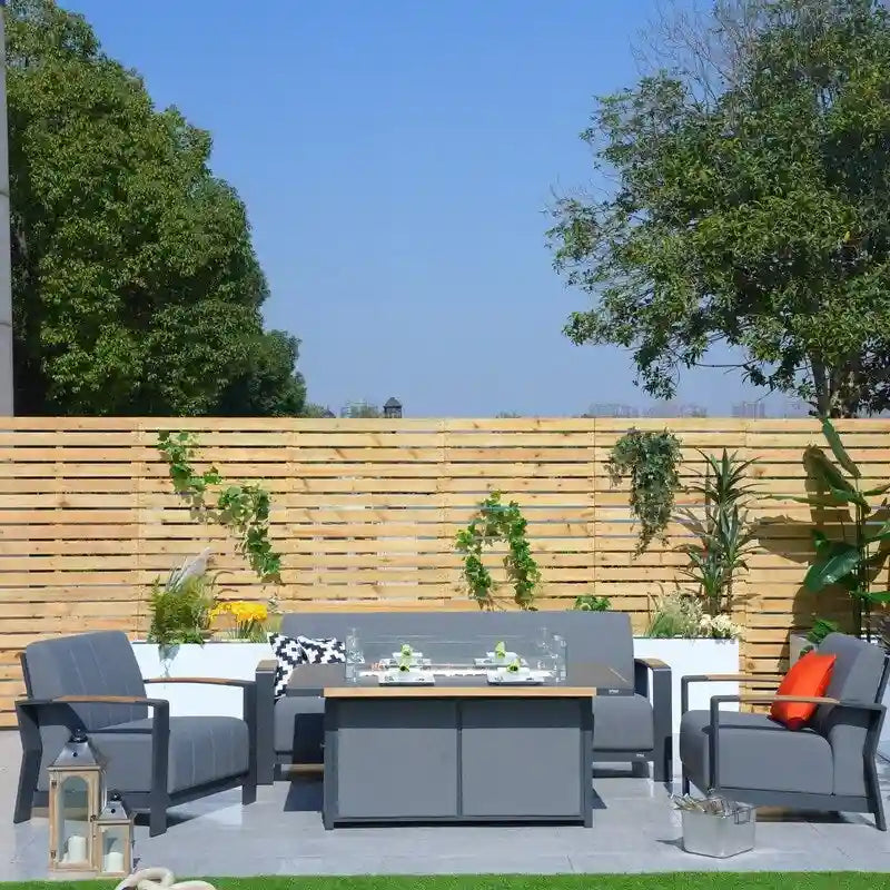 4-Piece Patio Acrylic Conversation Set with Firepit Table and BBQ Grill