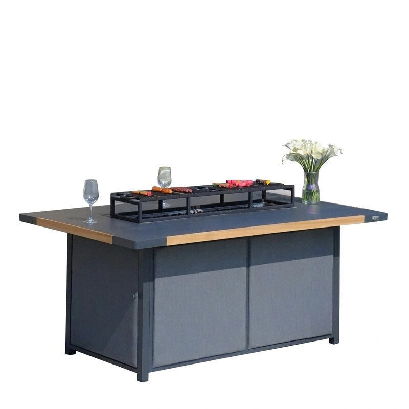 4-Piece Patio Acrylic Conversation Set with Firepit Table and BBQ Grill