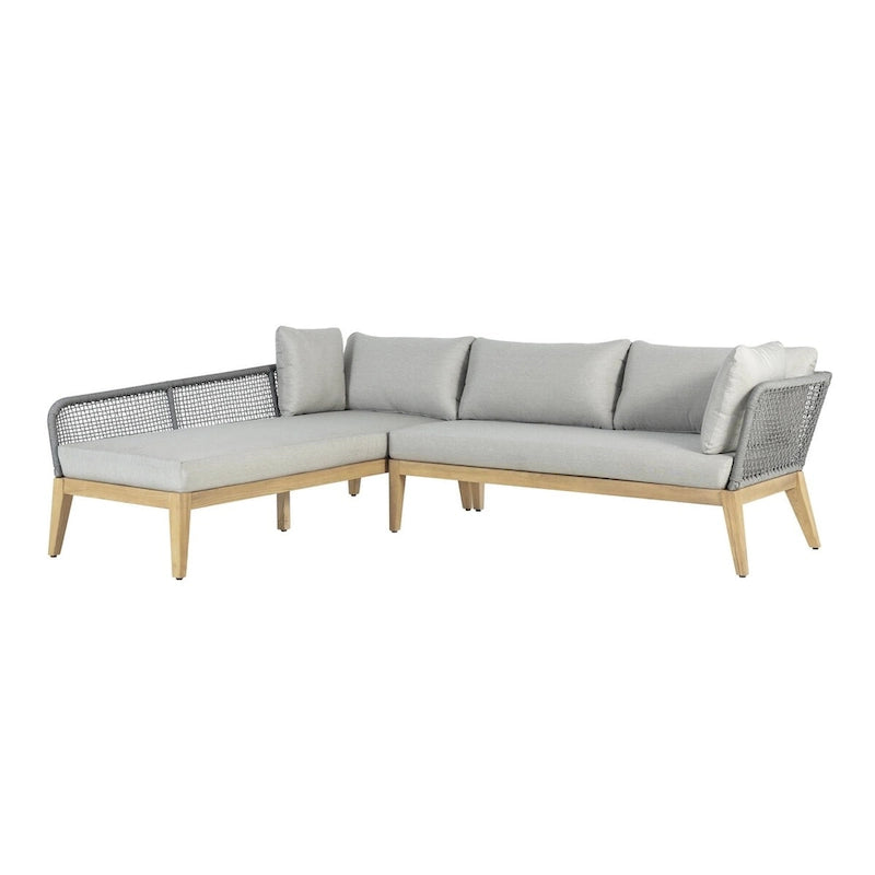 Cypress Teak Wood 2-piece Left Arm Chaise Outdoor Sectional