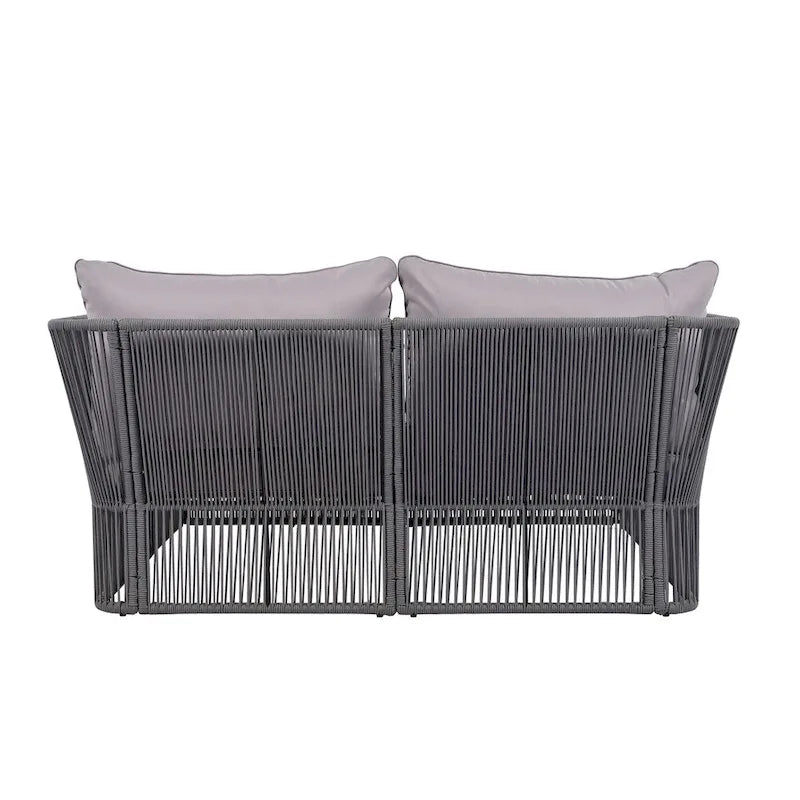 2 Piece Outdoor Loveseat Daybed Set with Tempered Glass Table