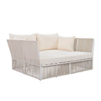2 Piece Outdoor Loveseat Daybed Set with Tempered Glass Table