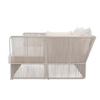 2 Piece Outdoor Loveseat Daybed Set with Tempered Glass Table
