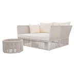 2 Piece Outdoor Loveseat Daybed Set with Tempered Glass Table
