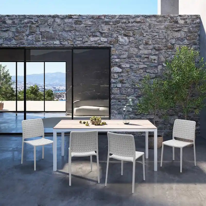 WRGHOME Modern Stacking Patio Dining Side Chair Indoor/Outdoor (Set of 2) - 33.18 H X 18.50 W X 21.85 D