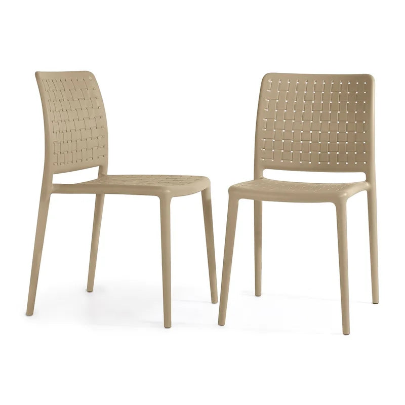 WRGHOME Modern Stacking Patio Dining Side Chair Indoor/Outdoor (Set of 2) - 33.18 H X 18.50 W X 21.85 D