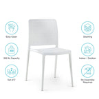 WRGHOME Modern Stacking Patio Dining Side Chair Indoor/Outdoor (Set of 2) - 33.18 H X 18.50 W X 21.85 D