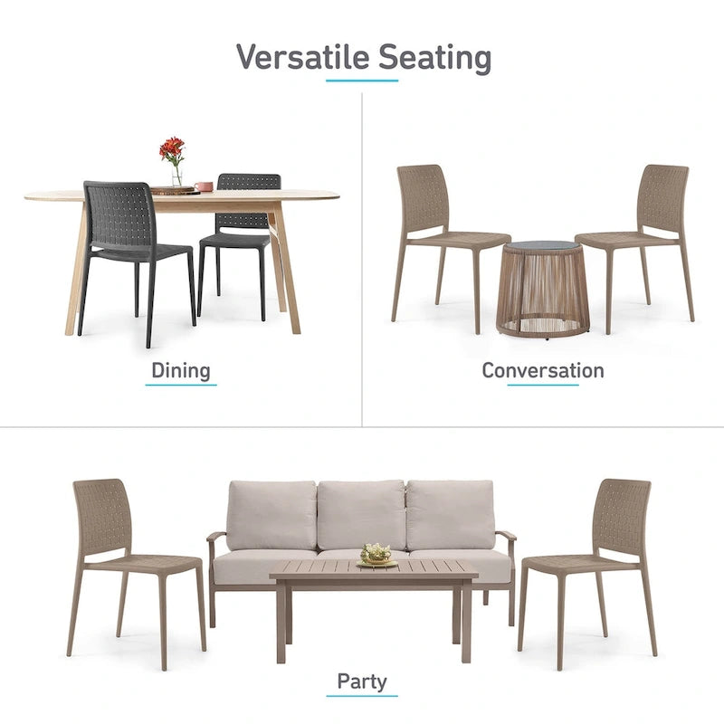 WRGHOME Modern Stacking Patio Dining Side Chair Indoor/Outdoor (Set of 2) - 33.18 H X 18.50 W X 21.85 D