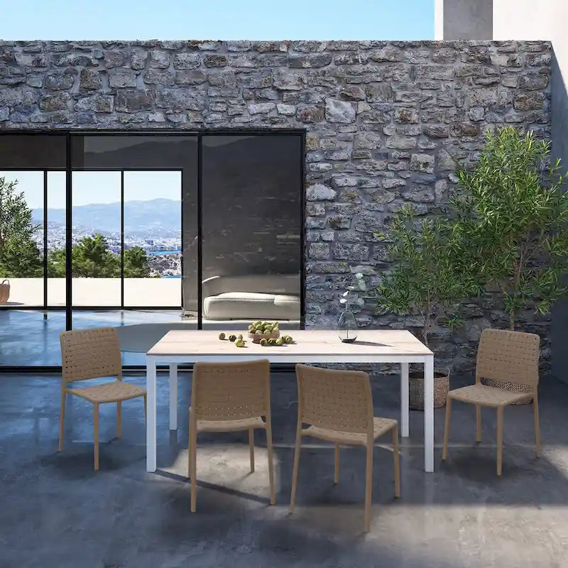 WRGHOME Modern Stacking Patio Dining Side Chair Indoor/Outdoor (Set of 2) - 33.18 H X 18.50 W X 21.85 D