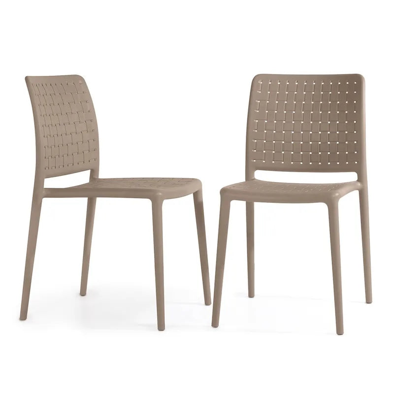 WRGHOME Modern Stacking Patio Dining Side Chair Indoor/Outdoor (Set of 2) - 33.18 H X 18.50 W X 21.85 D