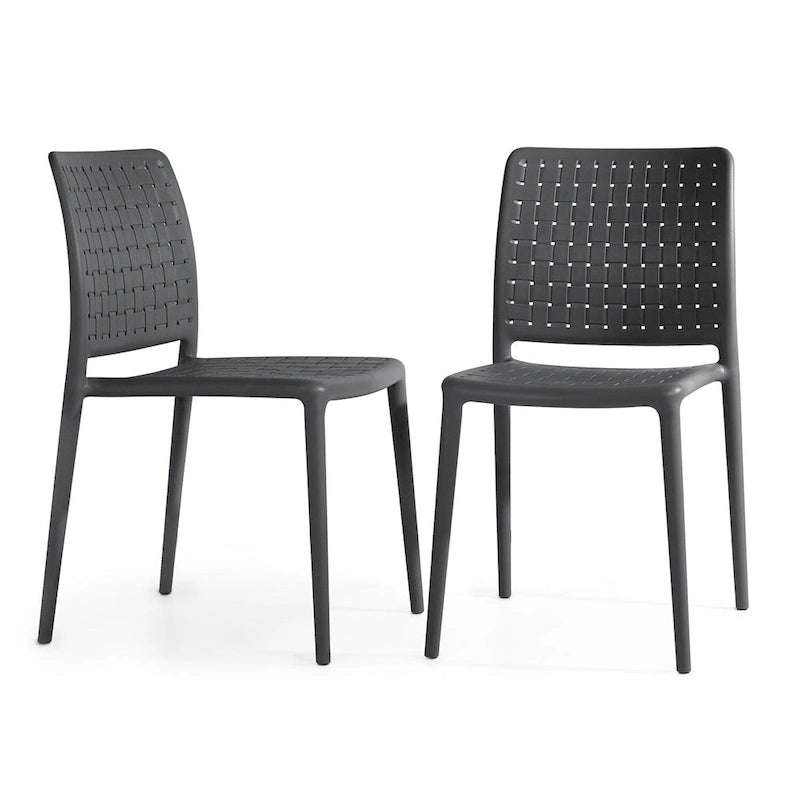 WRGHOME Modern Stacking Patio Dining Side Chair Indoor/Outdoor (Set of 2) - 33.18 H X 18.50 W X 21.85 D