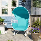 VredHom Outdoor Patio Rocking Egg Chair with Cushion and Folding Canopy