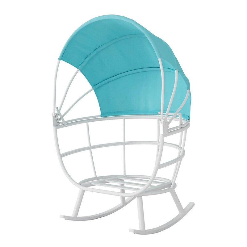 VredHom Outdoor Patio Rocking Egg Chair with Cushion and Folding Canopy