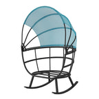 VredHom Outdoor Patio Rocking Egg Chair with Cushion and Folding Canopy