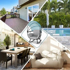 VredHom Outdoor Patio Rocking Egg Chair with Cushion and Folding Canopy