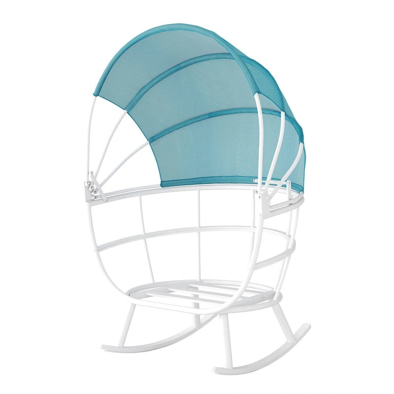 VredHom Outdoor Patio Rocking Egg Chair with Cushion and Folding Canopy