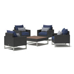 Milo Espresso 5 Piece Sunbrella Outdoor Patio Club Chair Conversation Set