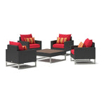 Milo Espresso 5 Piece Sunbrella Outdoor Patio Club Chair Conversation Set