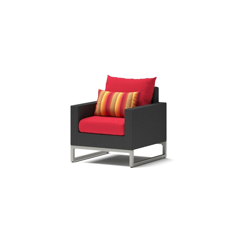 Milo Espresso 5 Piece Sunbrella Outdoor Patio Club Chair Conversation Set