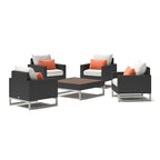 Milo Espresso 5 Piece Sunbrella Outdoor Patio Club Chair Conversation Set