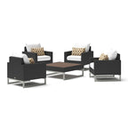 Milo Espresso 5 Piece Sunbrella Outdoor Patio Club Chair Conversation Set
