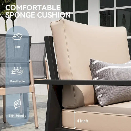 4 Pieces Aluminum Patio Furniture Set with 40 Fire Pit Table