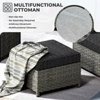 OVIOS 10-Piece Patio Wicker Conversation Rocking Chair Set With Fire Table