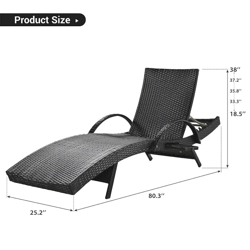 Outdoor Wicker Chaise Pull-out Lounge Chairs (Set of 2)