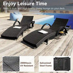 Outdoor Wicker Chaise Pull-out Lounge Chairs (Set of 2)