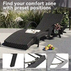 Outdoor Wicker Chaise Pull-out Lounge Chairs (Set of 2)